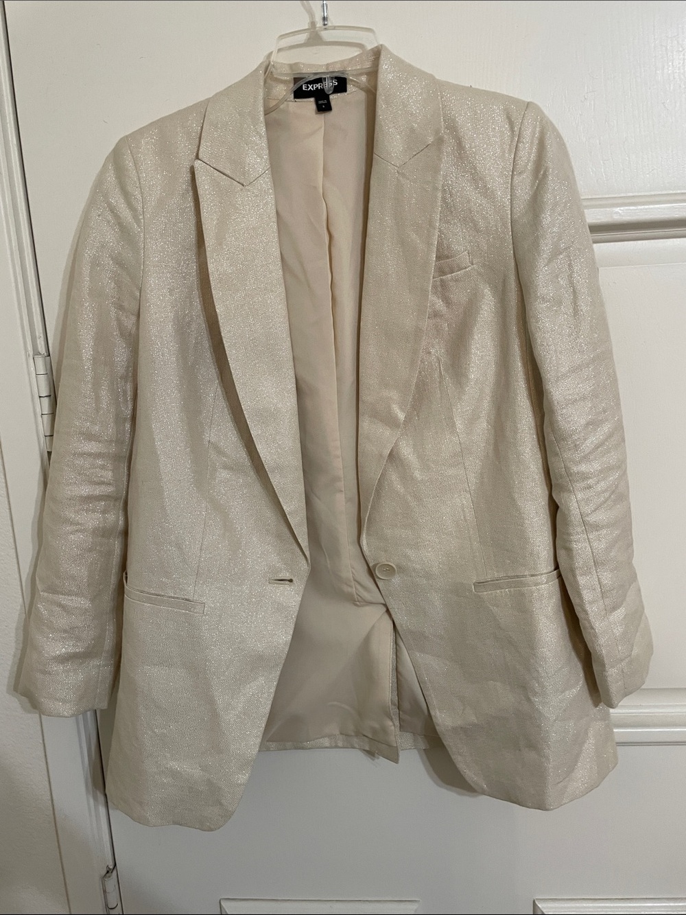 Linen  Metallic Sparkling Women's Cream  Sz S Blazer
